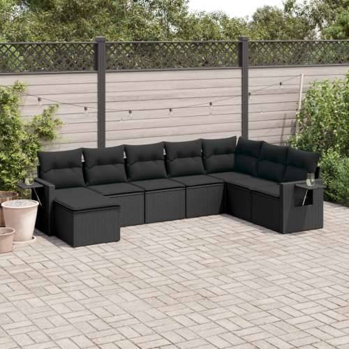 Vrtna garnitura - 8-dijelni set vrtnih sofa od poliratana s jastucima crni - Crna Sa stolom 1 Cijena