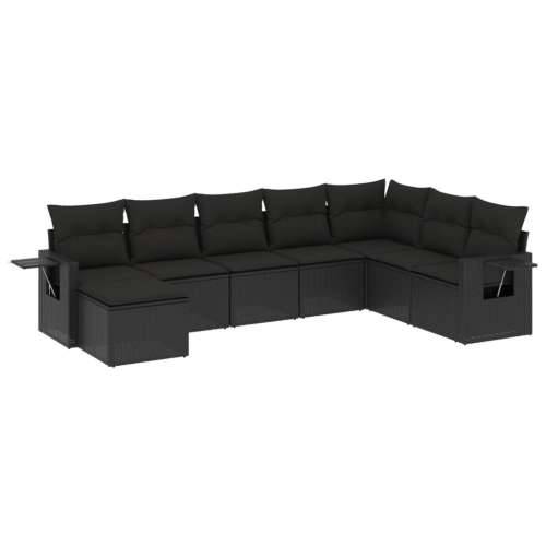 Vrtna garnitura - 8-dijelni set vrtnih sofa od poliratana s jastucima crni - Crna Sa stolom 1 Cijena