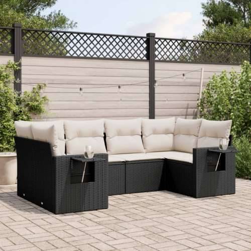 Vrtna garnitura - 6-dijelni set vrtnih sofa s jastucima crni od poliratana - Crna i krem 1 Cijena