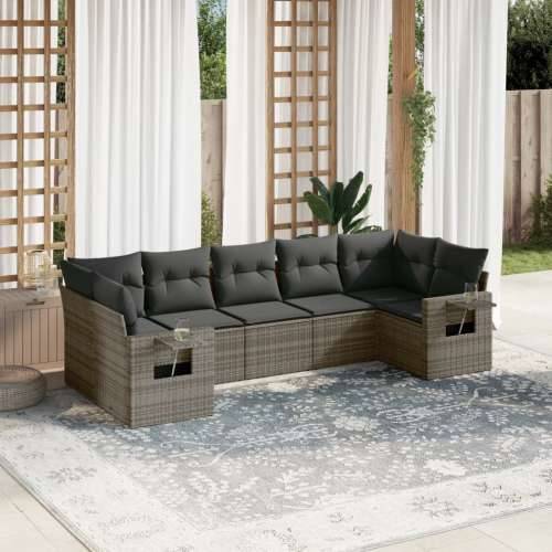 Vrtna garnitura - 7-dijelni set vrtnih sofa sivi od poliratana - Siva 1 Cijena