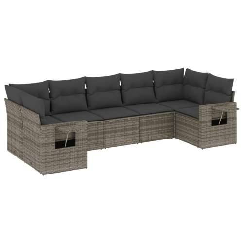 Vrtna garnitura - 7-dijelni set vrtnih sofa sivi od poliratana - Siva 1 Cijena