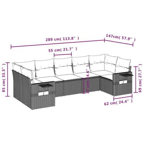 Vrtna garnitura - 7-dijelni set vrtnih sofa sivi od poliratana - Siva 1 Cijena