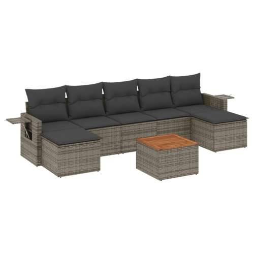 Vrtna garnitura - 8-dijelni set vrtnih sofa od poliratana s jastucima sivi - Siva 1 Cijena