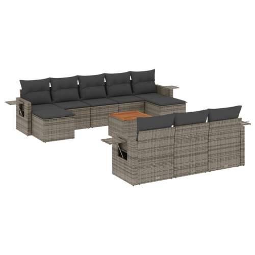 Vrtna garnitura - 11-dijelni set vrtnih sofa od poliratana s jastucima sivi - Siva 1 Cijena