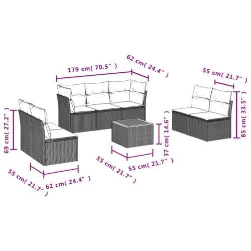 Vrtna garnitura - 8-dijelni set vrtnih sofa od poliratana s jastucima sivi - siva i tamnosiva 2x kutna + 5x srednja + stol 1 Cijena
