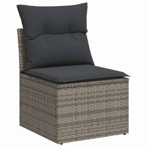 Vrtna garnitura - 11-dijelni set vrtnih sofa od poliratana s jastucima sivi - siva i tamnosiva 2x kutna + 6x srednja + stol 1 Cijena