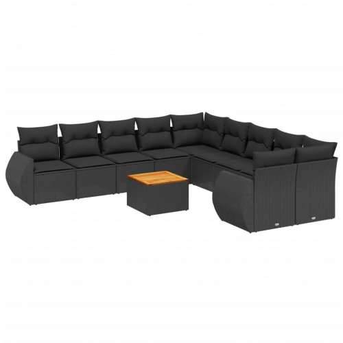Vrtna garnitura - 11-dijelni set vrtnih sofa od poliratana s jastucima crni - Crna stol + 6x srednja + 2x kutna 1 Cijena