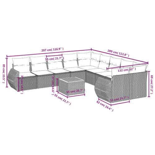 Vrtna garnitura - 11-dijelni set vrtnih sofa od poliratana s jastucima crni - Crna stol + 6x srednja + 2x kutna 1 Cijena