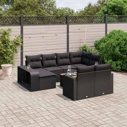 Vrtna garnitura - 11-dijelni set vrtnih sofa od poliratana s jastucima crni - Crna 1 Cijena
