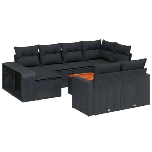 Vrtna garnitura - 11-dijelni set vrtnih sofa od poliratana s jastucima crni - Crna 1 Cijena