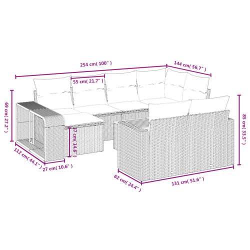 Vrtna garnitura - 11-dijelni set vrtnih sofa od poliratana s jastucima crni - Crna 1 Cijena