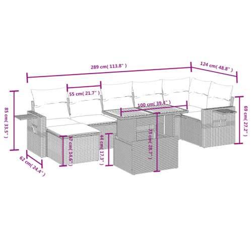 Vrtna garnitura - 8-dijelni set vrtnih sofa od poliratana s jastucima crni - Crna 3x srednja + 3x kutna + tabure + stol 1 Cijena