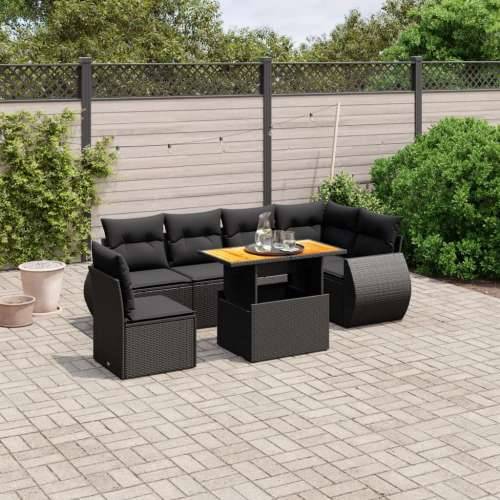 Vrtna garnitura - 7-dijelni set vrtnih sofa od poliratana s jastucima crni - Crna stol + 3x kutna + 3x srednja 1 Cijena