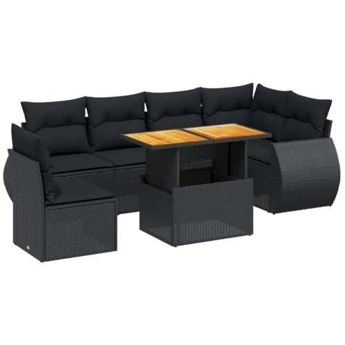 Vrtna garnitura - 7-dijelni set vrtnih sofa od poliratana s jastucima crni - Crna stol + 3x kutna + 3x srednja 1 Cijena