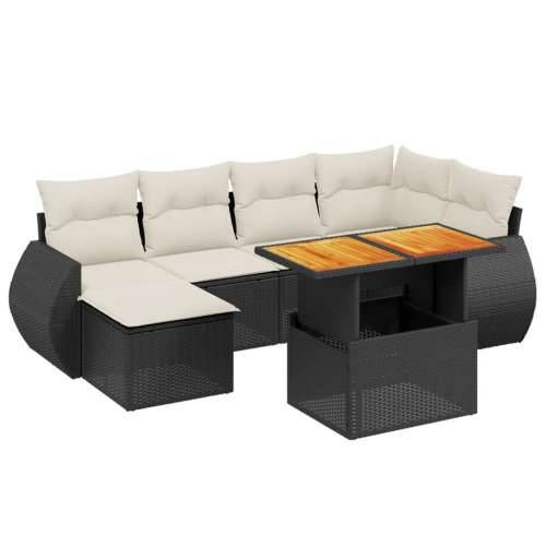 Vrtna garnitura - 7-dijelni set vrtnih sofa od poliratana s jastucima crni - Crna i krem bez spremišta 1 Cijena