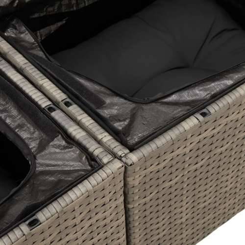 Vrtna garnitura - 8-dijelni set vrtnih sofa od poliratana s jastucima sivi - siva i tamnosiva 3x srednja + kutna + tabure + stol Cijena