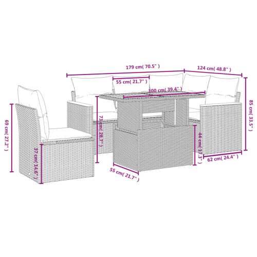 Vrtna garnitura - 6-dijelni set vrtnih sofa s jastucima crni od poliratana - Crna 1 Cijena