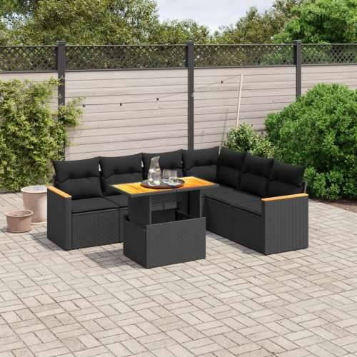 Vrtna garnitura - 7-dijelni set vrtnih sofa od poliratana s jastucima crni - Crna bez spremišta 1 Cijena