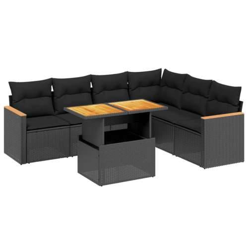 Vrtna garnitura - 7-dijelni set vrtnih sofa od poliratana s jastucima crni - Crna bez spremišta 1 Cijena