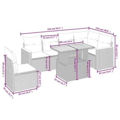 Vrtna garnitura - 7-dijelni set vrtnih sofa od poliratana s jastucima crni - Crna 1 Cijena