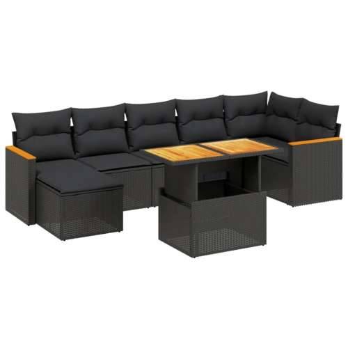 Vrtna garnitura - 8-dijelni set vrtnih sofa od poliratana s jastucima crni - Crna bez spremišta 1 Cijena
