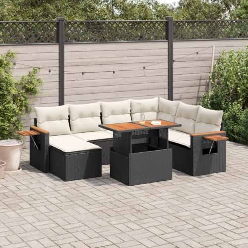Vrtna garnitura - 8-dijelni set vrtnih sofa od poliratana s jastucima crni - Crna i krem 1 Cijena
