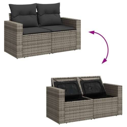 Vrtna garnitura - 10-dijelni set vrtnih sofa od poliratana s jastucima sivi - Siva 1 Cijena