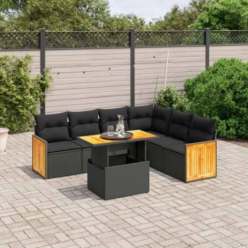 Vrtna garnitura - 7-dijelni set vrtnih sofa od poliratana s jastucima crni - Crna bez spremišta 1 Cijena
