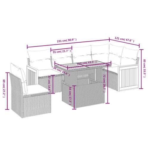 Vrtna garnitura - 7-dijelni set vrtnih sofa od poliratana s jastucima crni - Crna 1 Cijena