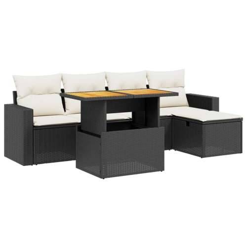 Vrtna garnitura - 6-dijelni set vrtnih sofa s jastucima crni od poliratana - Crna i krem bez spremišta 1 Cijena