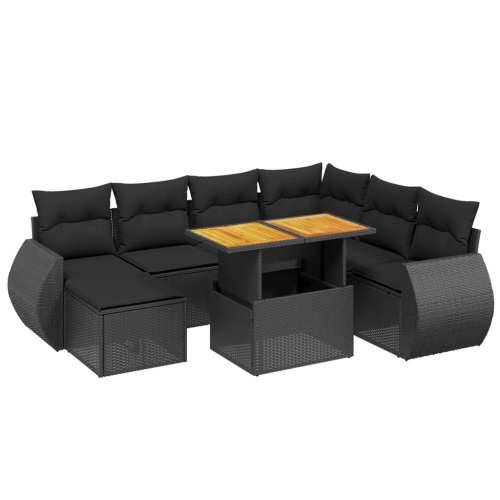 Vrtna garnitura - 8-dijelni set vrtnih sofa od poliratana s jastucima crni - Crna 3x kutna + 3x srednja + tabure + stol 1 Cijena