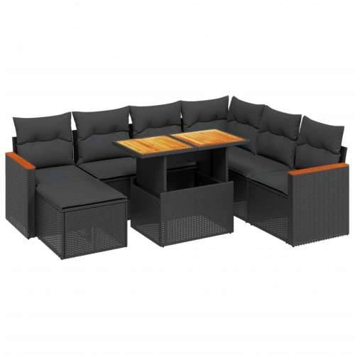 Vrtna garnitura - 8-dijelni set vrtnih sofa od poliratana s jastucima crni - Crna 1 Cijena