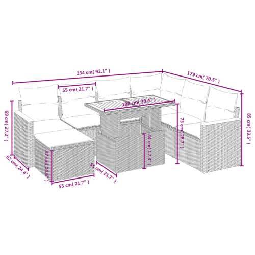 Vrtna garnitura - 8-dijelni set vrtnih sofa od poliratana s jastucima crni - Crna 1 Cijena