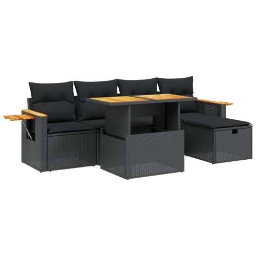 Vrtna garnitura - 6-dijelni set vrtnih sofa s jastucima crni od poliratana - Crna bez spremišta 1 Cijena