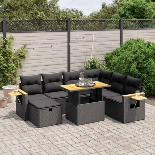 Vrtna garnitura - 9-dijelni set vrtnih sofa od poliratana s jastucima crni Crna 1 Cijena