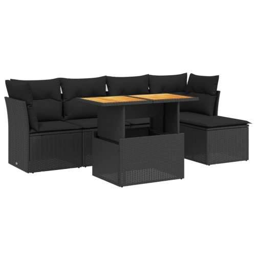 Vrtna garnitura - 6-dijelni set vrtnih sofa s jastucima crni od poliratana - Crna bez spremišta 1 Cijena