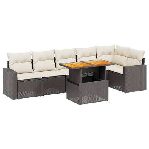 Vrtna garnitura - 7-dijelni set vrtnih sofa od poliratana s jastucima crni - Crna i krem 3x srednja + stol + 3x kutna 1 Cijena
