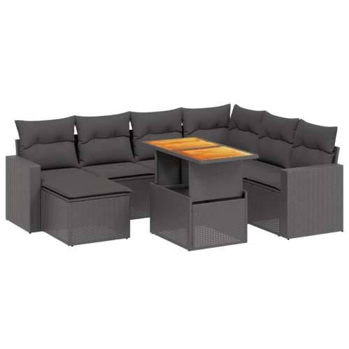 Vrtna garnitura - 8-dijelni set vrtnih sofa od poliratana s jastucima crni - Crna stol + 3x srednja + 3x kutna + tabure 1 Cijena