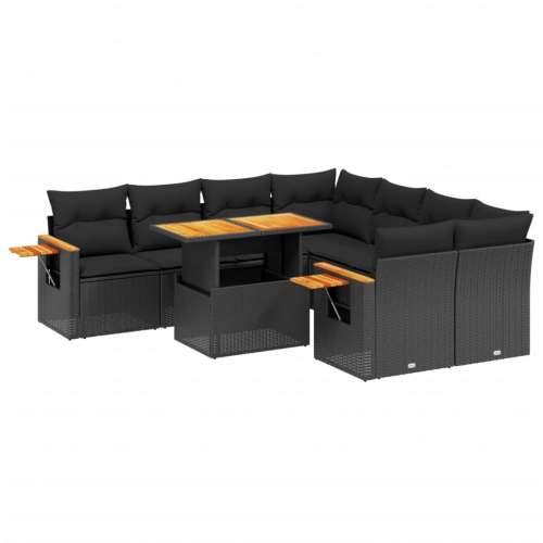Vrtna garnitura - 9-dijelni set vrtnih sofa s jastucima crni od poliratana - Crna bez spremišta 1 Cijena