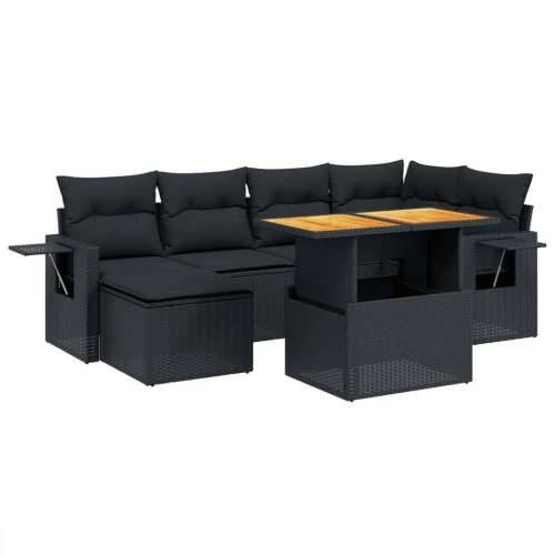 Vrtna garnitura - 7-dijelni set vrtnih sofa od poliratana s jastucima crni - Crna bez spremišta 1 Cijena