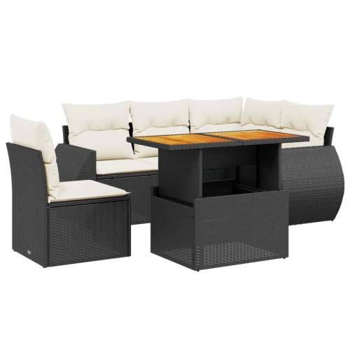Vrtna garnitura - 6-dijelni set vrtnih sofa s jastucima crni od poliratana - Crna i krem stol + 3x kutna + 2x srednja 1 Cijena