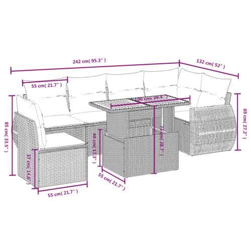 Vrtna garnitura - 7-dijelni set vrtnih sofa od poliratana s jastucima crni - Crna i krem stol + 3x kutna + 3x srednja 1 Cijena