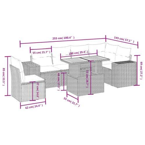 Vrtna garnitura - 7-dijelni set vrtnih sofa od poliratana s jastucima crni - Crna stol + 3x kutna + 3x srednja 1 Cijena