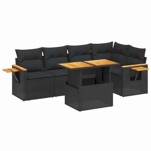 Vrtna garnitura - 6-dijelni set vrtnih sofa s jastucima crni od poliratana - Crna bez spremišta 1 Cijena