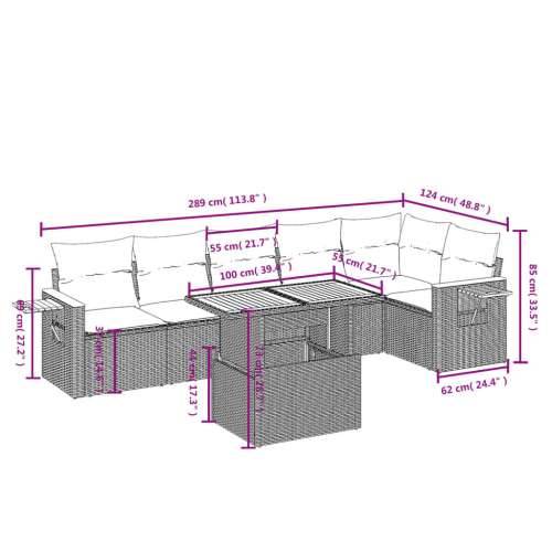 Vrtna garnitura - 7-dijelni set vrtnih sofa od poliratana s jastucima crni - Crna 1 Cijena