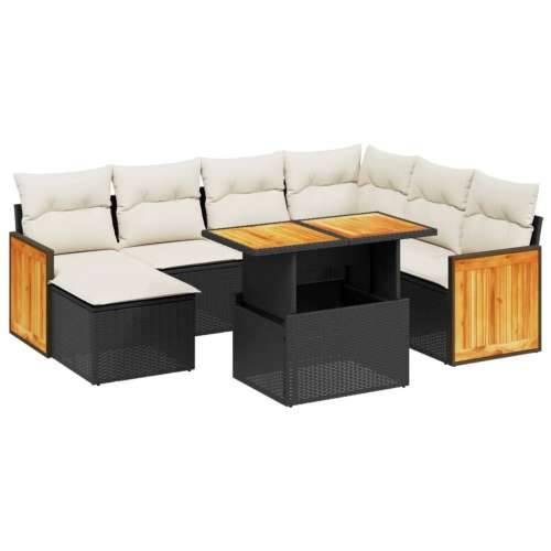 Vrtna garnitura - 8-dijelni set vrtnih sofa od poliratana s jastucima crni - Crna i krem 1 Cijena
