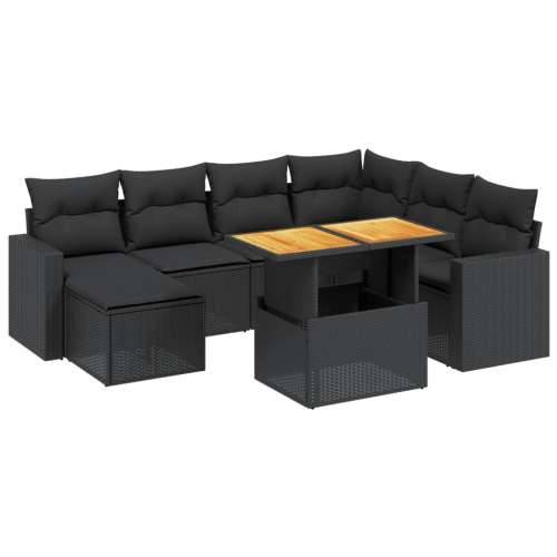 Vrtna garnitura - 8-dijelni set vrtnih sofa od poliratana s jastucima crni - Crna 3x srednja+ 3x kutna + stol + tabure 7 Cijena