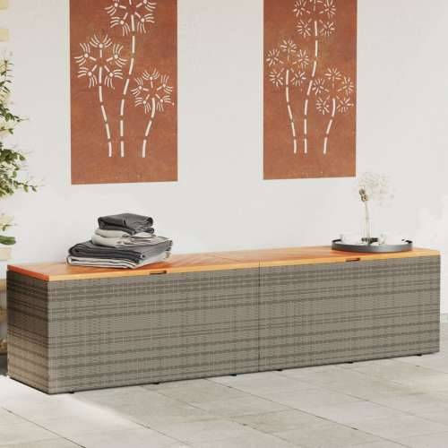 Vrtna kutija za pohranu siva 220x50x54 cm od poliratana i drva - Siva 220 x 50 x 54 cm Cijena