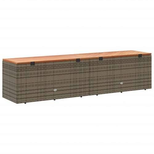 Vrtna kutija za pohranu siva 220x50x54 cm od poliratana i drva - Siva 220 x 50 x 54 cm Cijena