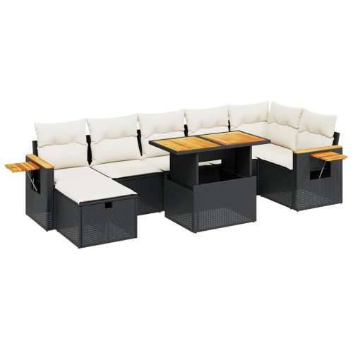 Vrtna garnitura - 8-dijelni set vrtnih sofa od poliratana s jastucima crni - Crna i krem bez spremišta 1 Cijena
